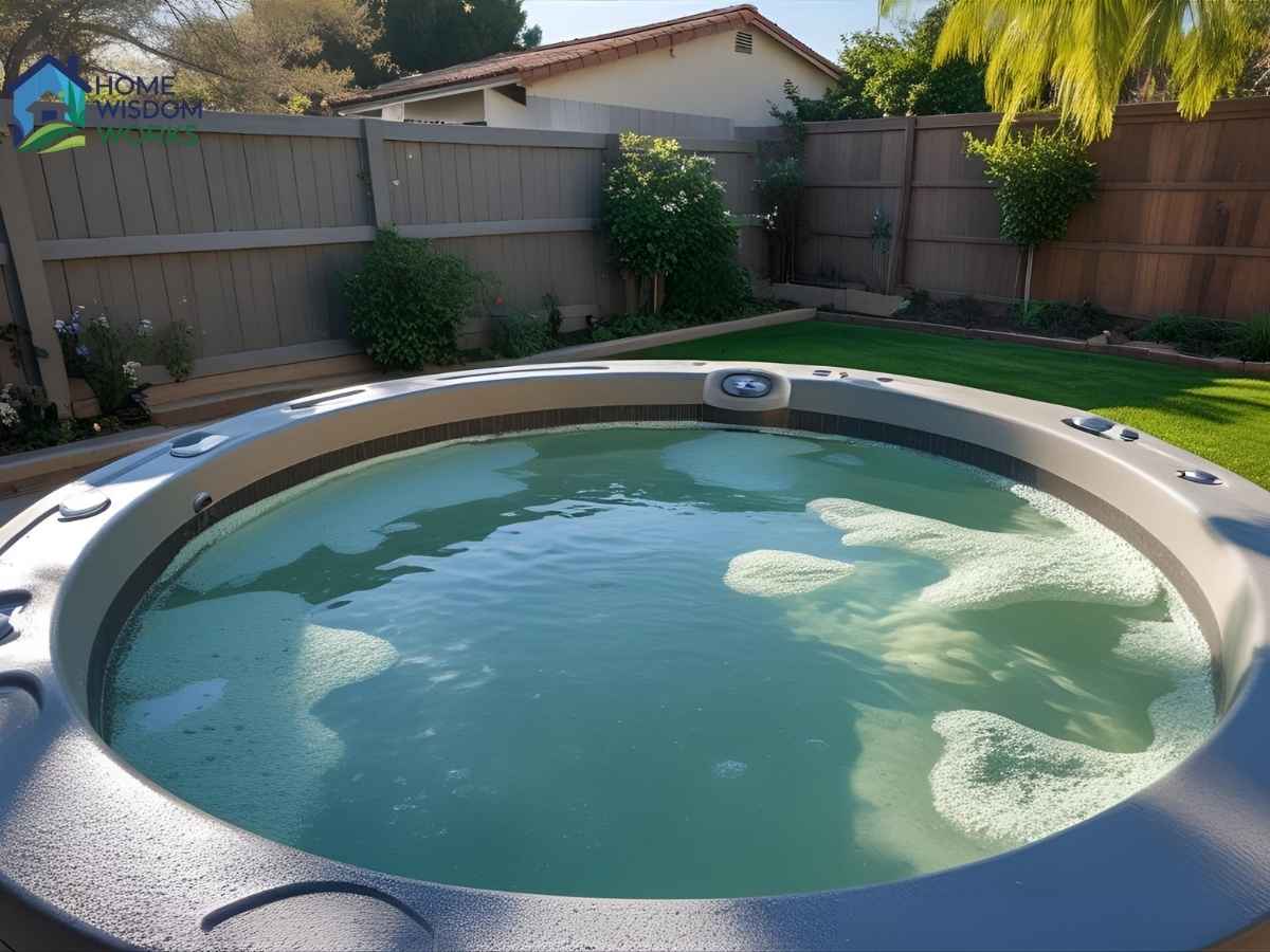 Sunnyvale hot tub with lime scale buildup in Los Angeles backyard